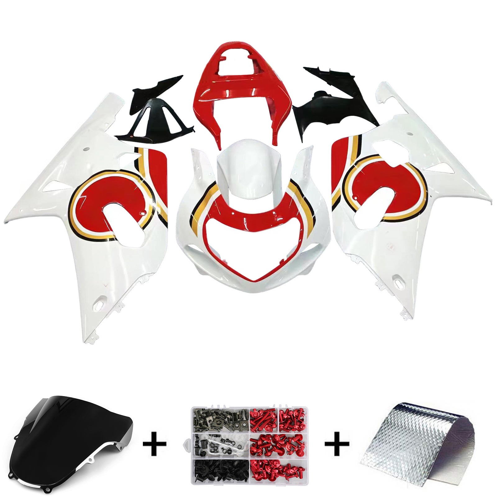 Fairingsg 2001-2003 Suzuki GSXR 600 White & Red Lucky Strike Racin Generic