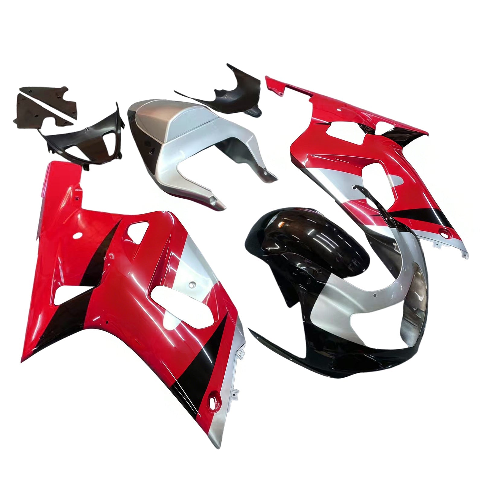 페어링 2001-2003 스즈키 GSXR 600 레드 & 실버 GSXR 제네릭