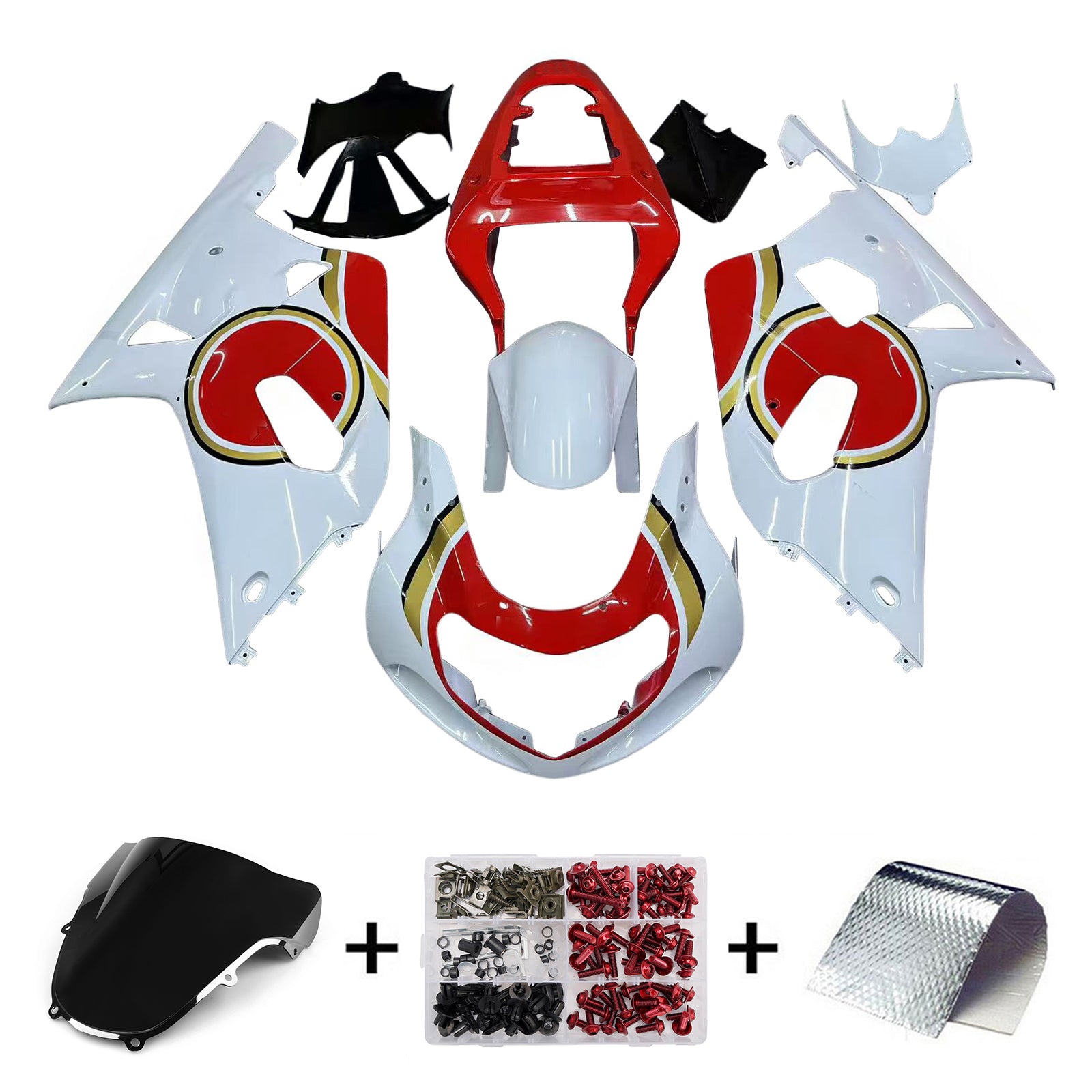 Fairings 2001-2003 Suzuki GSXR 750 White Red Lucky Strike Generic