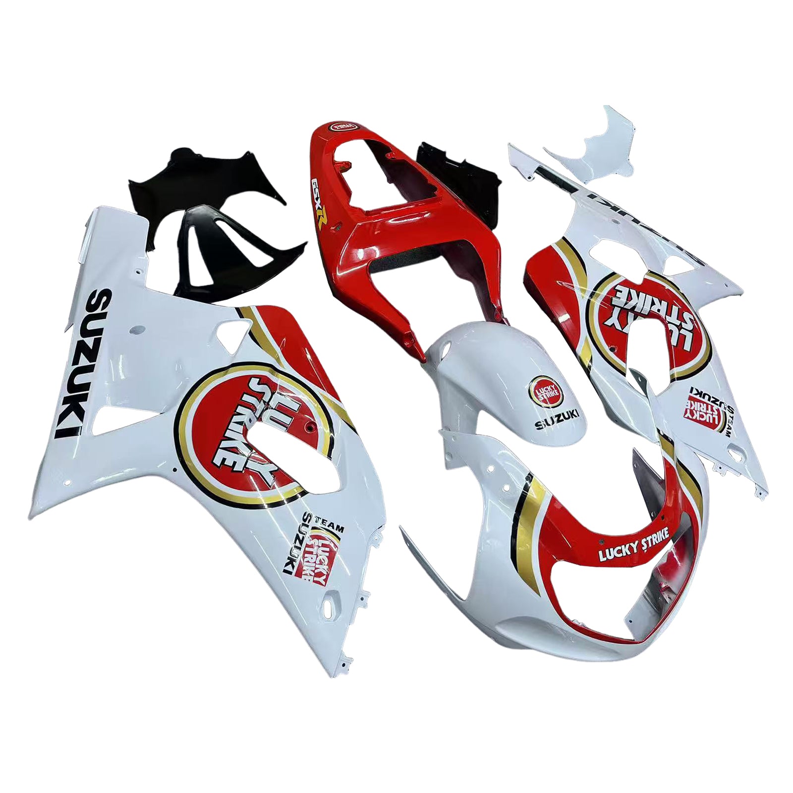 Fairings 2001-2003 Suzuki GSXR 750 White Red Lucky Strike Generic