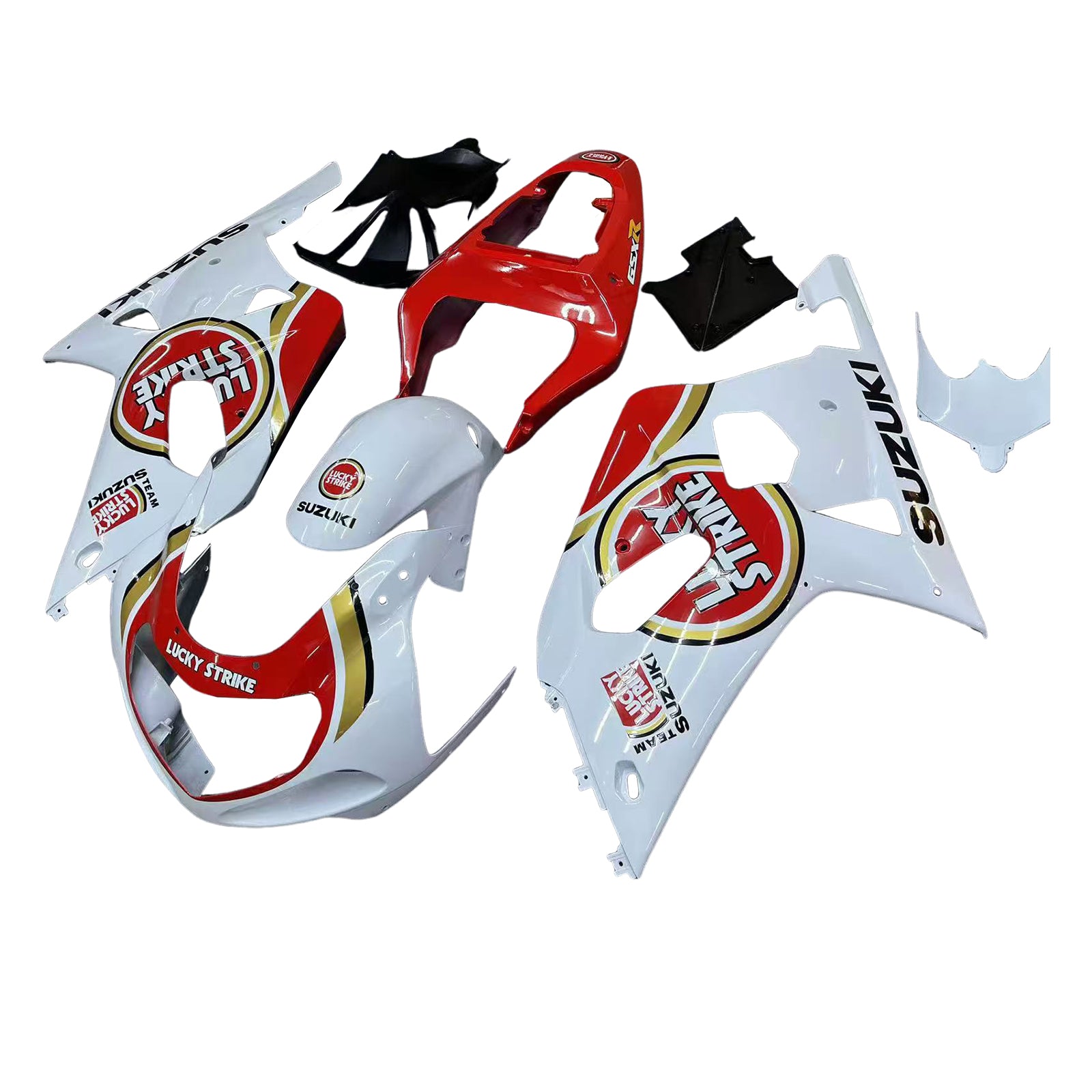 Fairings 2001-2003 Suzuki GSXR 750 White Red Lucky Strike Generic