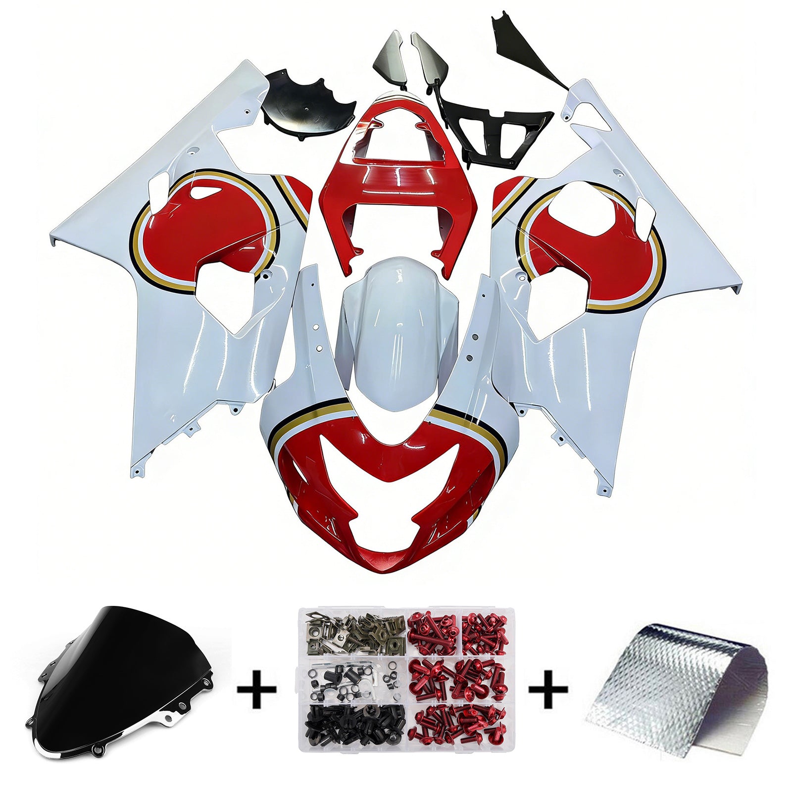 Fairings 2004-2005 Suzuki GSXR 600 750 White & Red Lucky Strike Generic