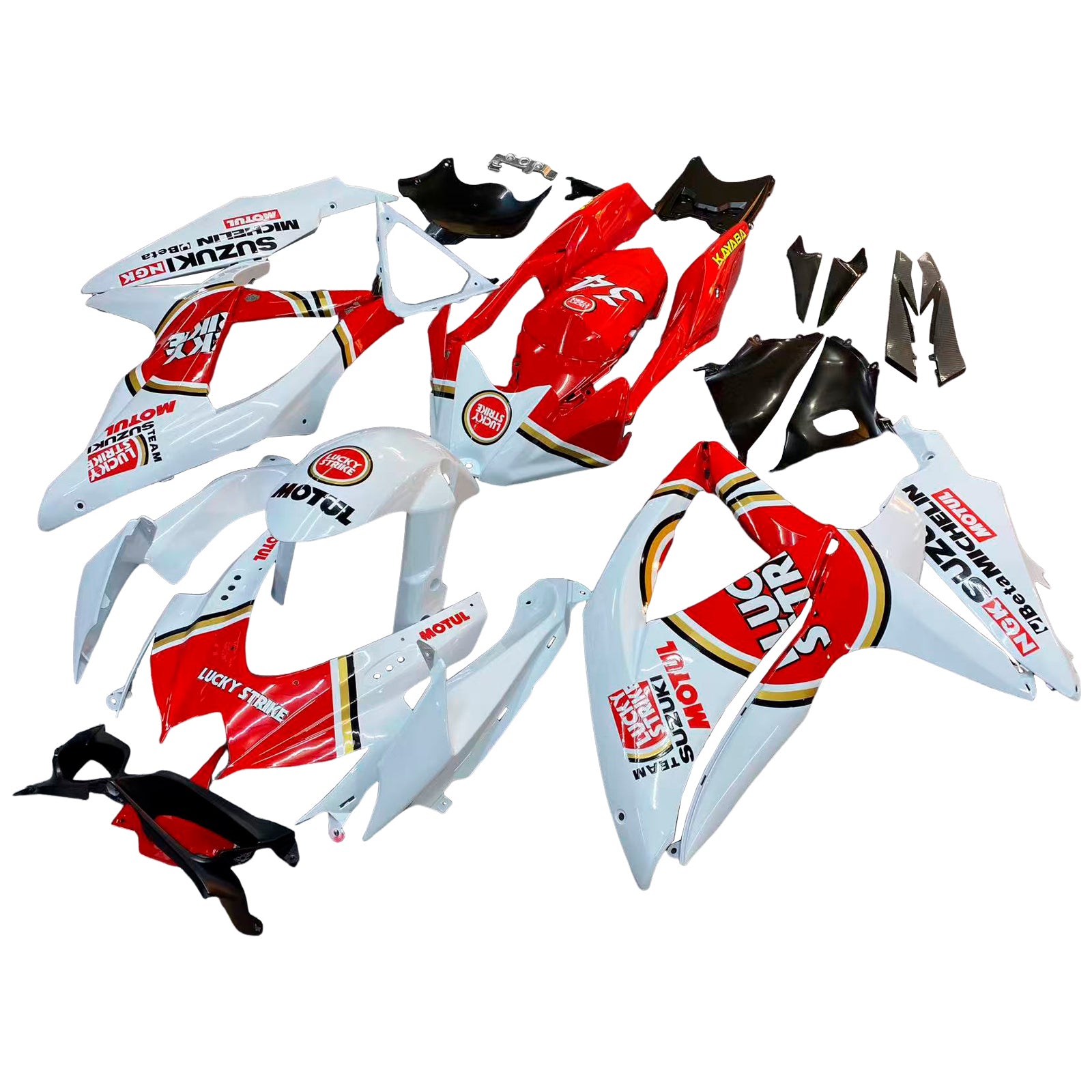 Fairings 2008-2010 Suzuki GSXR 600 750 White Red Lucky Strike Generic