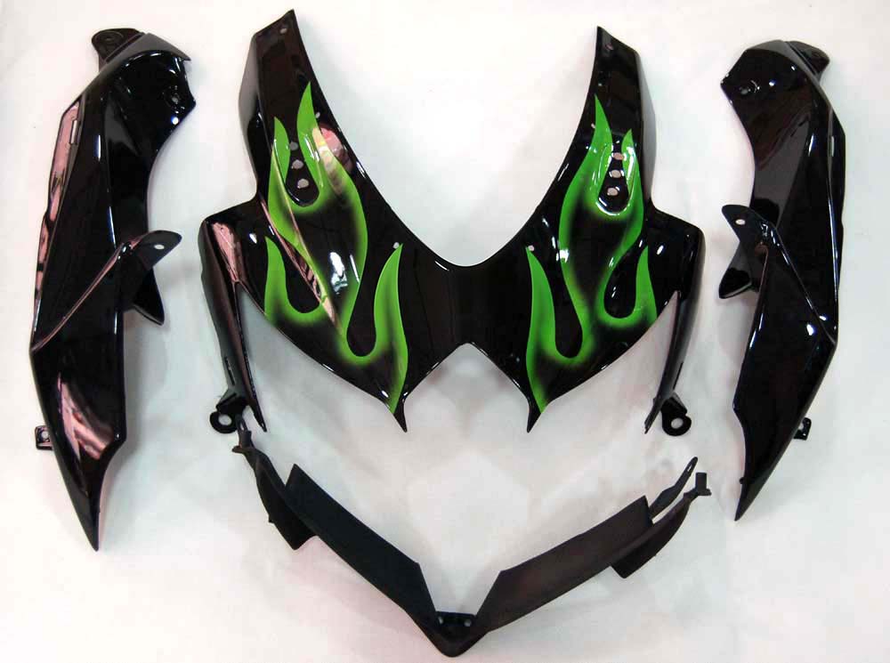 Carenados 2008-2010 Suzuki GSXR 600 750 Negro y Verde Llama GSXR Genérico