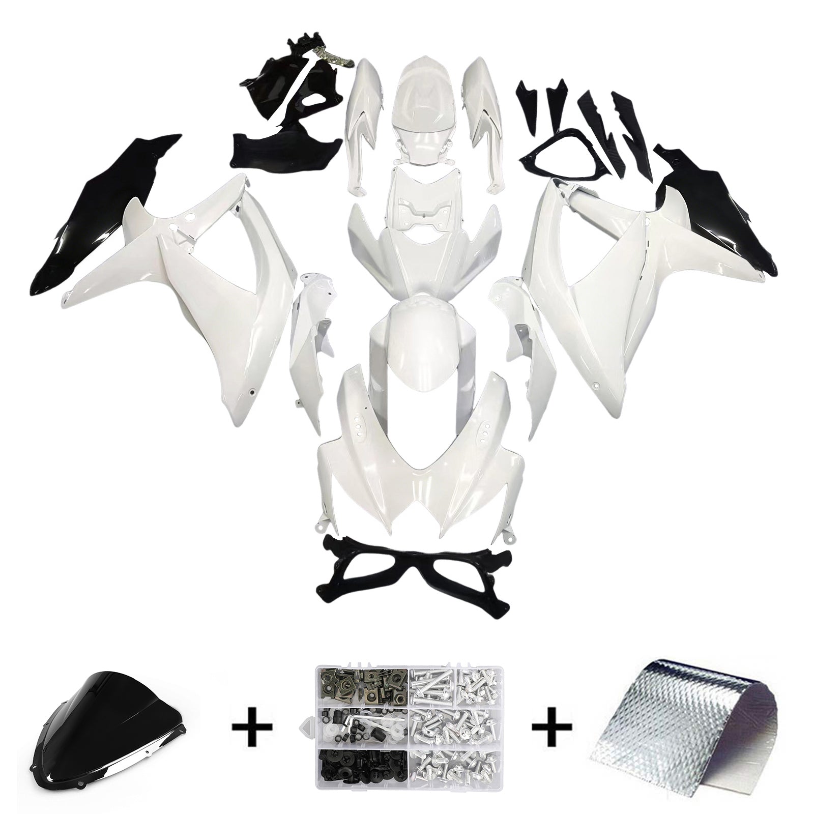 Fairings 2008-2010 Suzuki GSXR 600 750 White Black GSXR Generic