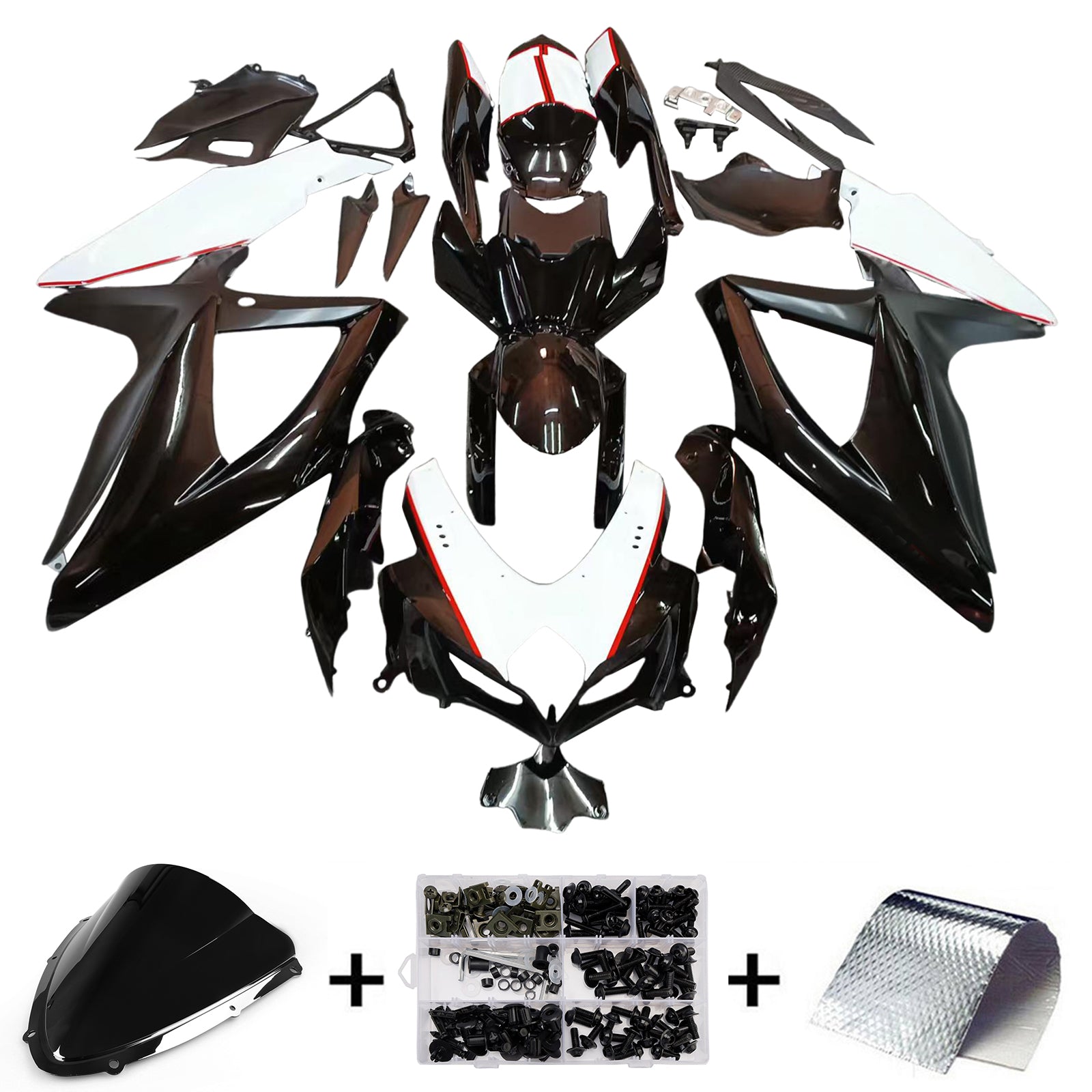 Fairings 2008-2010 Suzuki GSXR 600 750 Black White GSXR Generic