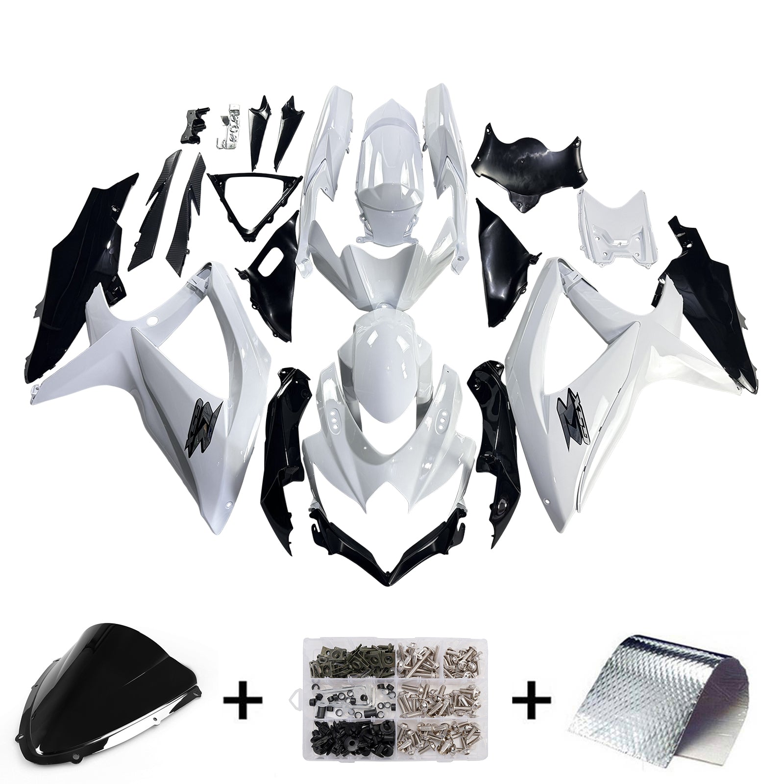 White Injection Fairing Kit Bodywork Plastic ABS For Suzuki GSXR 600/750 2008-2010 K8