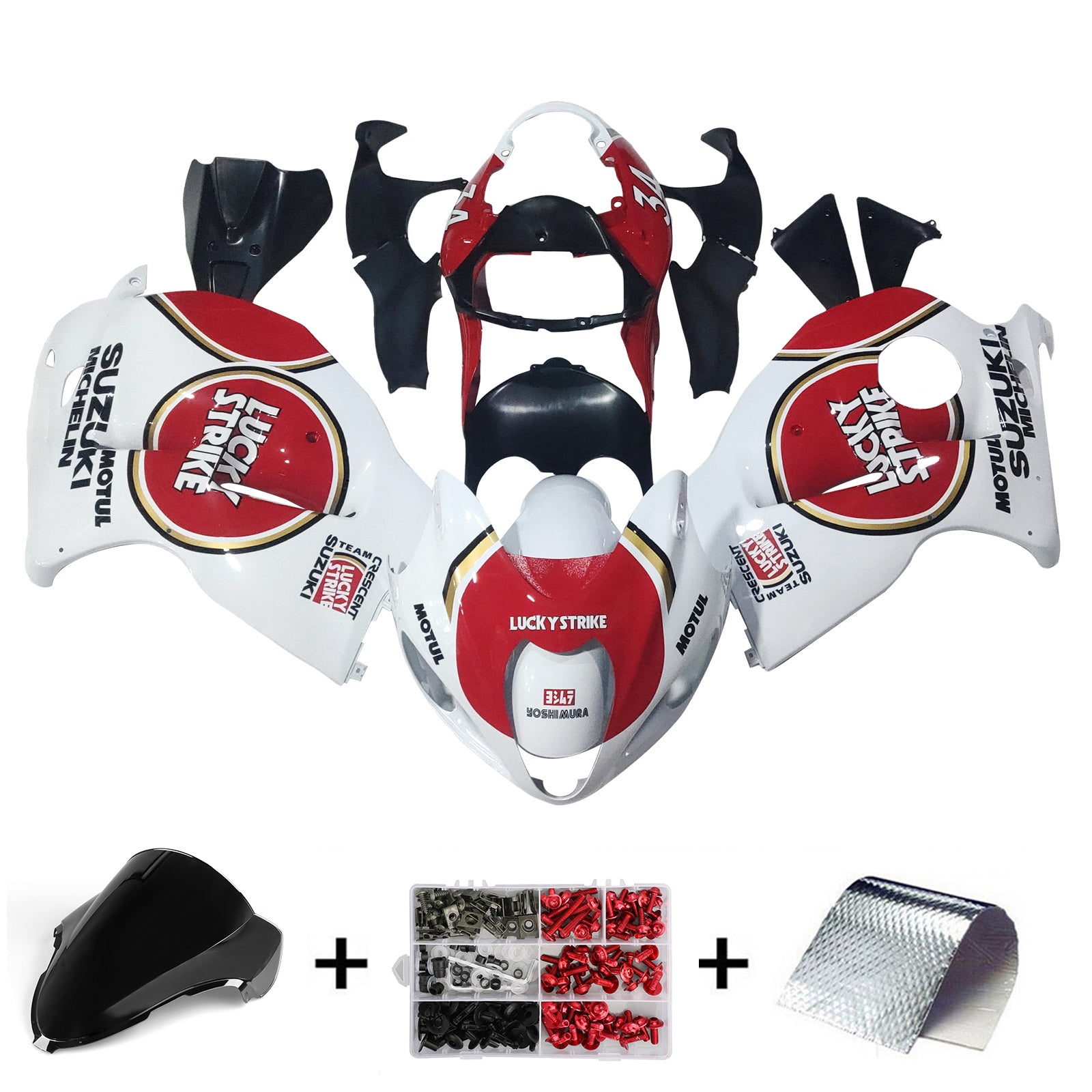 Fairings 1999-2007 Suzuki GSX1300 Hayabusa White & Red Lucky Strike Generic