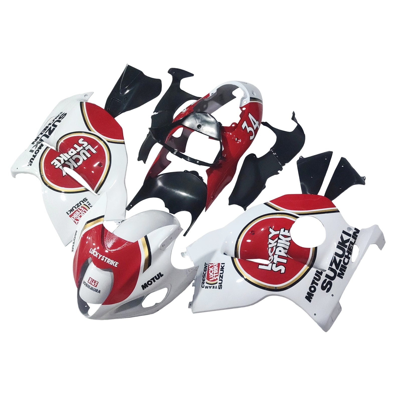 Fairings 1999-2007 Suzuki GSX1300 Hayabusa White & Red Lucky Strike Generic