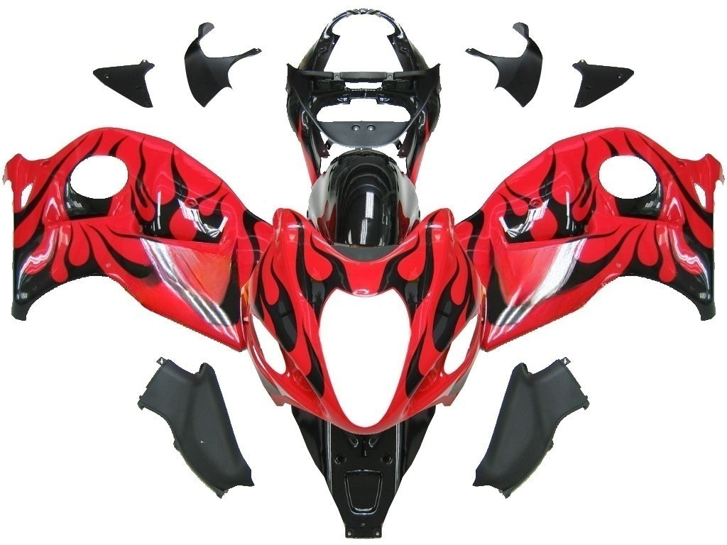 Carenados 1999-2007 Suzuki GSX1300 Hayabusa Rojo y Negro Llama Genérico