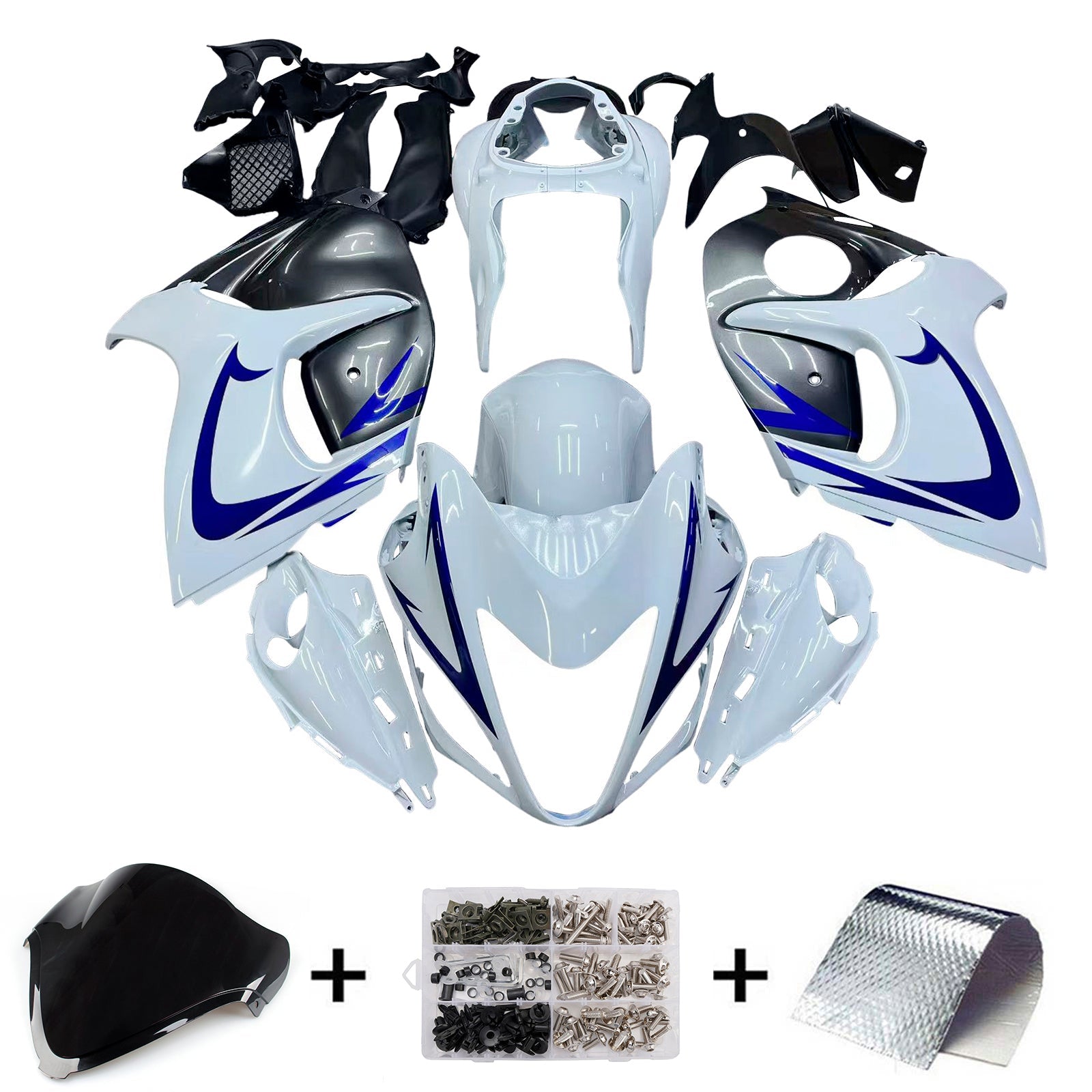 Carenados 2008-2020 Suzuki GSX 1300 Hayabusa Blanco Gris Azul Genérico
