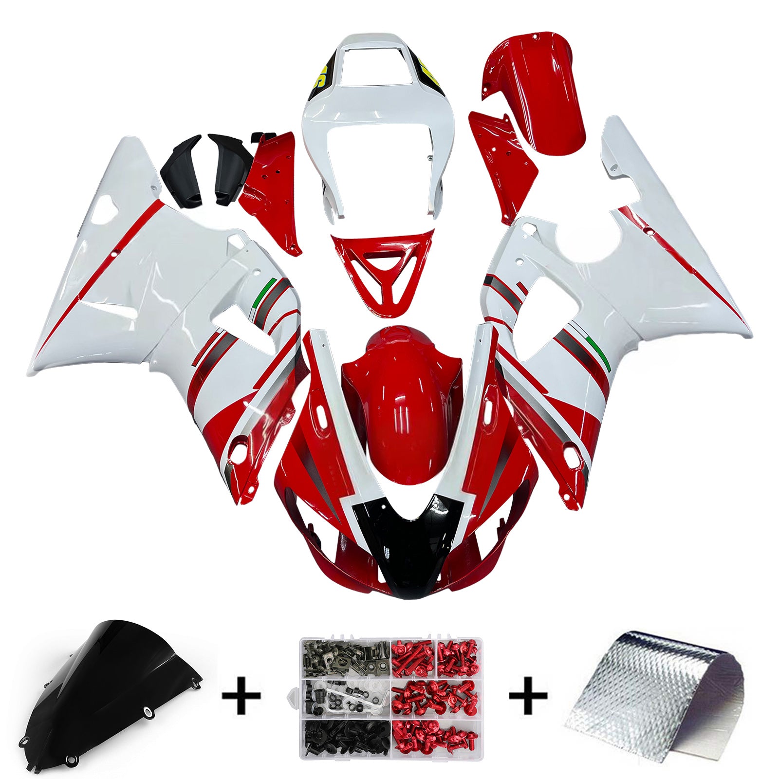 Fairings 1998-1999 Yamaha YZF-R1 Red White No.46 FIAT R1 Generic