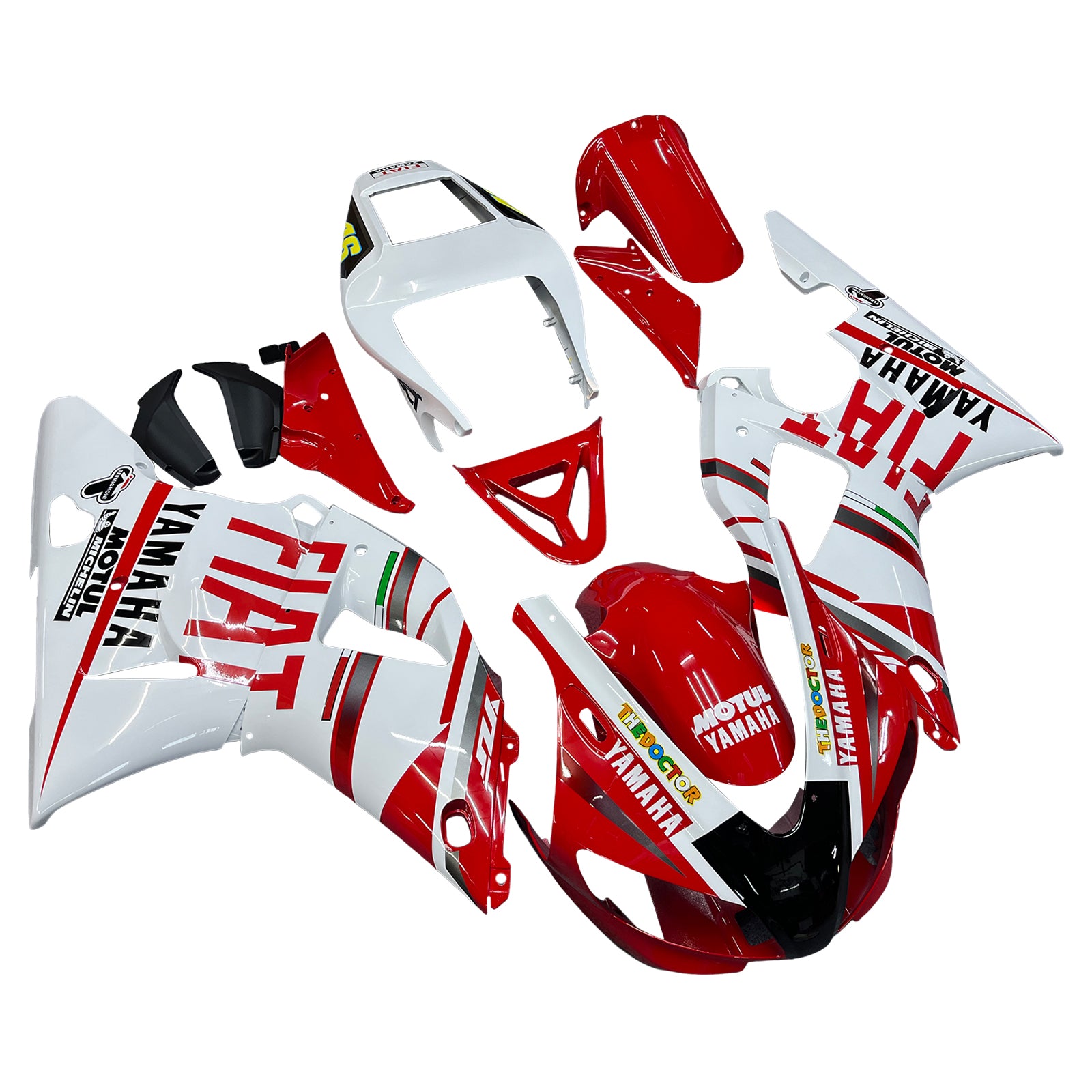 Fairings 1998-1999 Yamaha YZF-R1 Red White No.46 FIAT R1 Generic