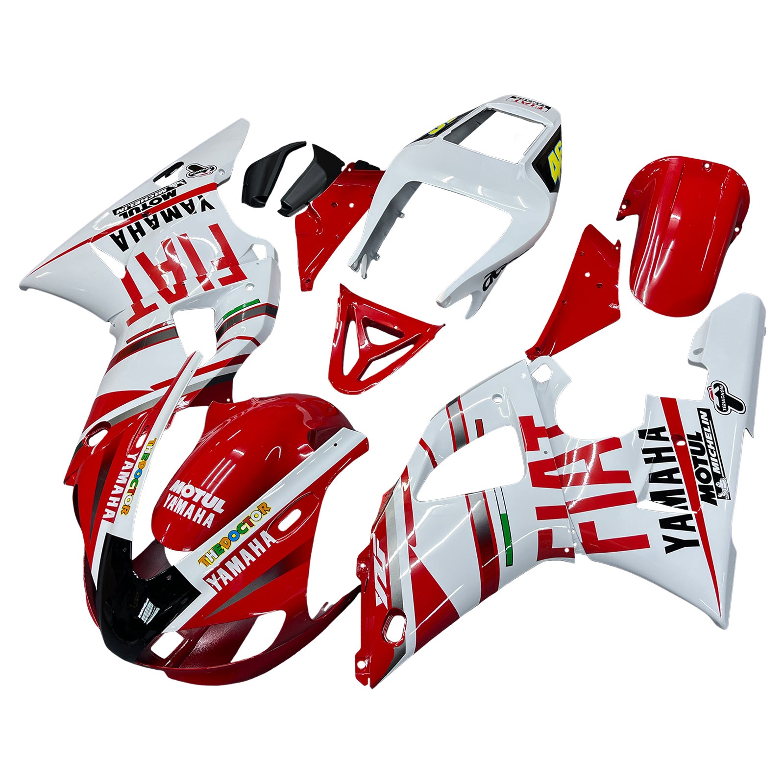 Fairings 1998-1999 Yamaha YZF-R1 Red White No.46 FIAT R1 Generic