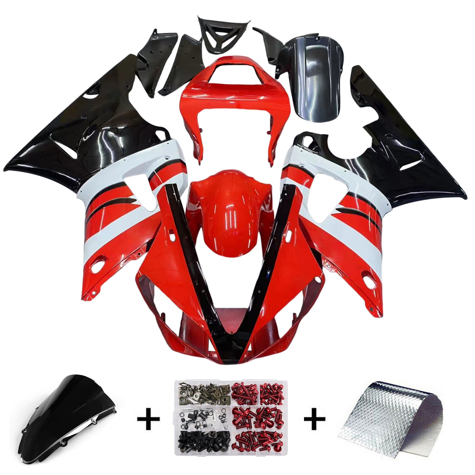Fairings 2000-2001 Yamaha YZF-R1 Red White Black YZF Generic
