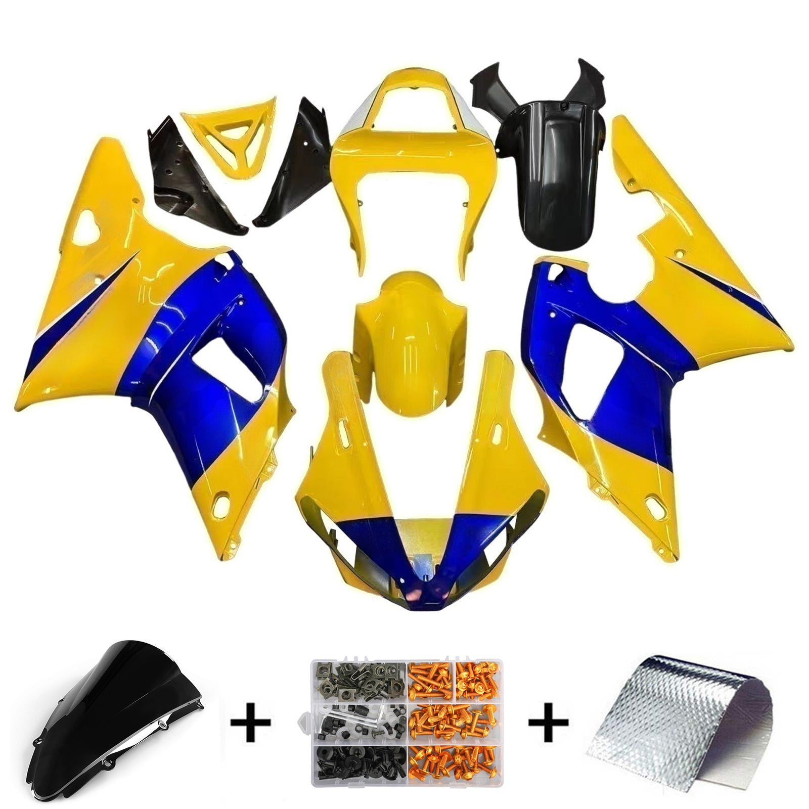 Fairings 2000-2001 Yamaha YZF-R1 Yellow Blue No.46 Camel Generic
