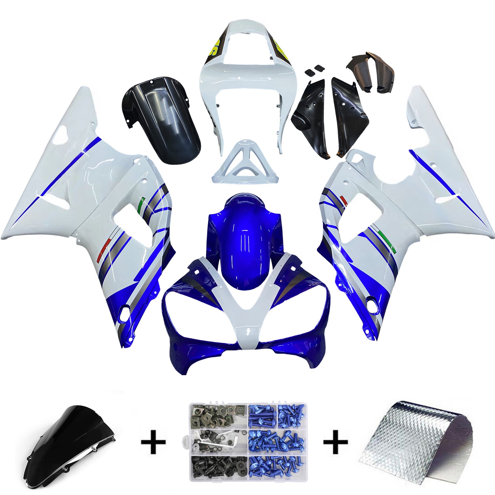 Carenados 2000-2001 Yamaha YZF-R1 Azul Blanco No.46 FIAT Genérico