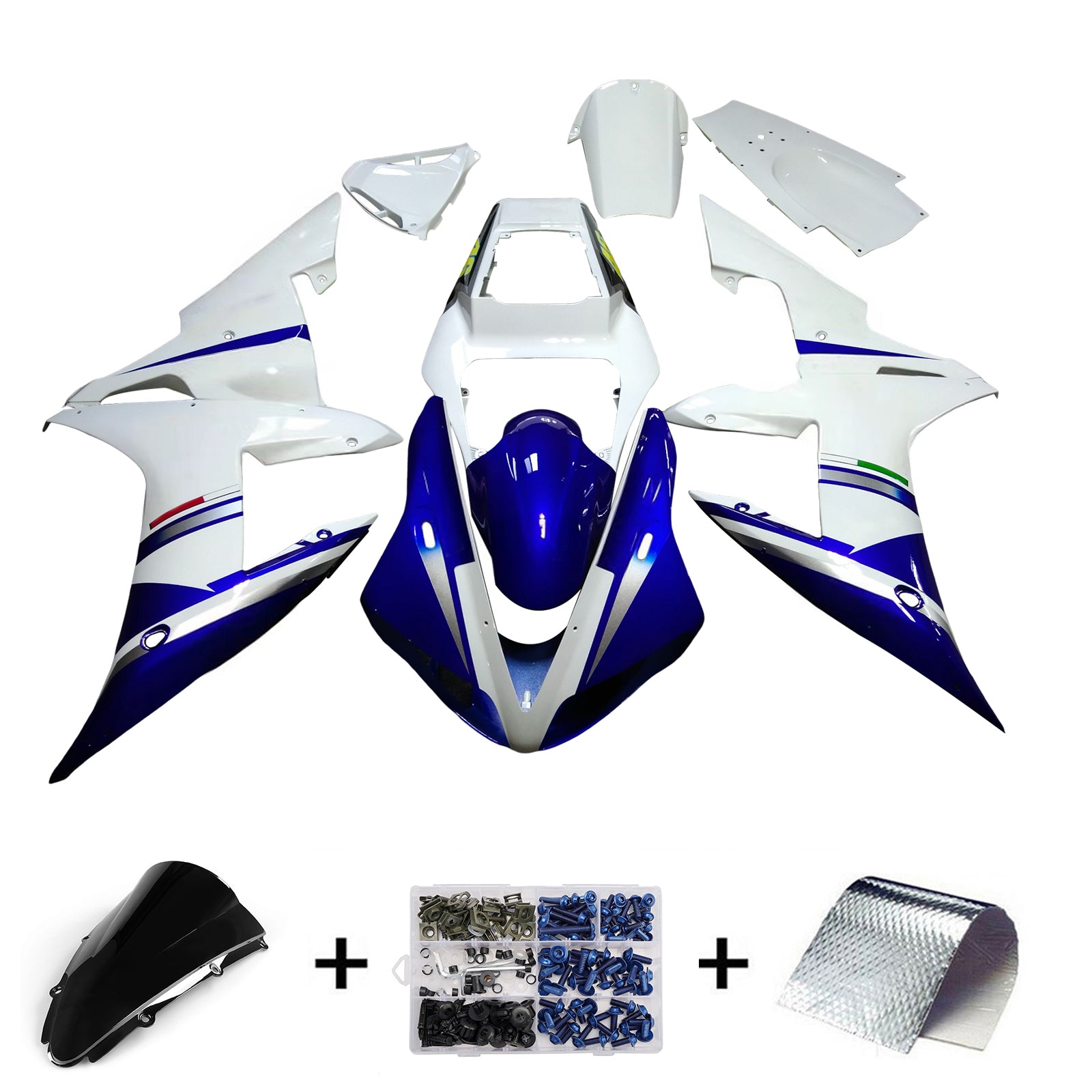 Carenados 2002-2003 Yamaha YZF-R1 Blanco Azul No.46 FIAT Genérico