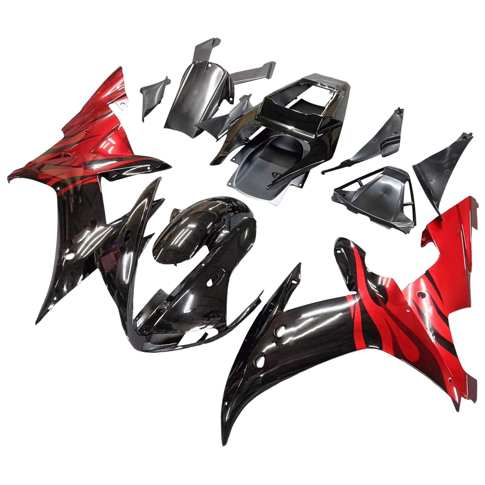 Fairings 2002-2003 Yamaha YZF-R1 Black Red Tribal R1