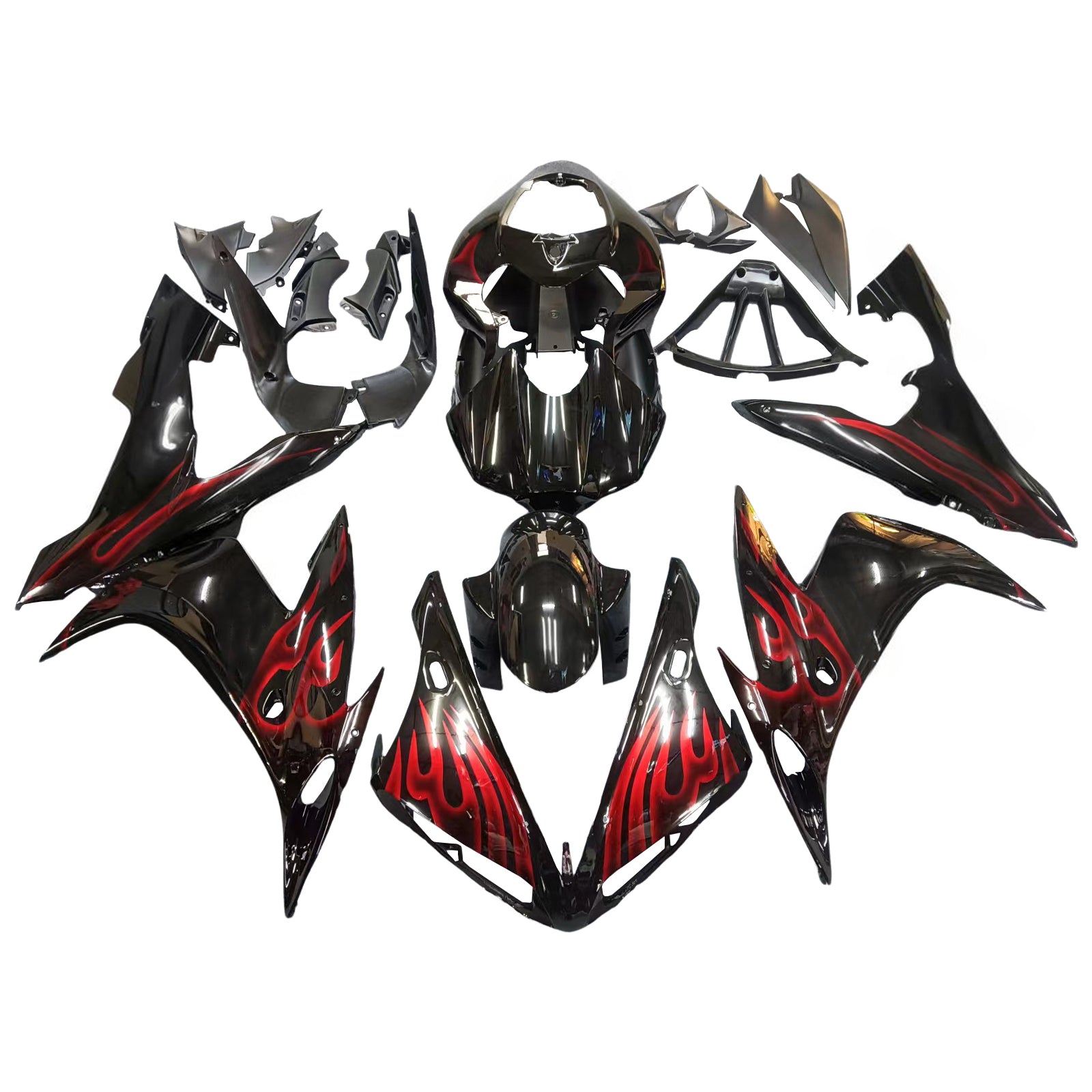 Fairings 2004-2006 Yamaha YZF-R1 Black & Red Flame R1