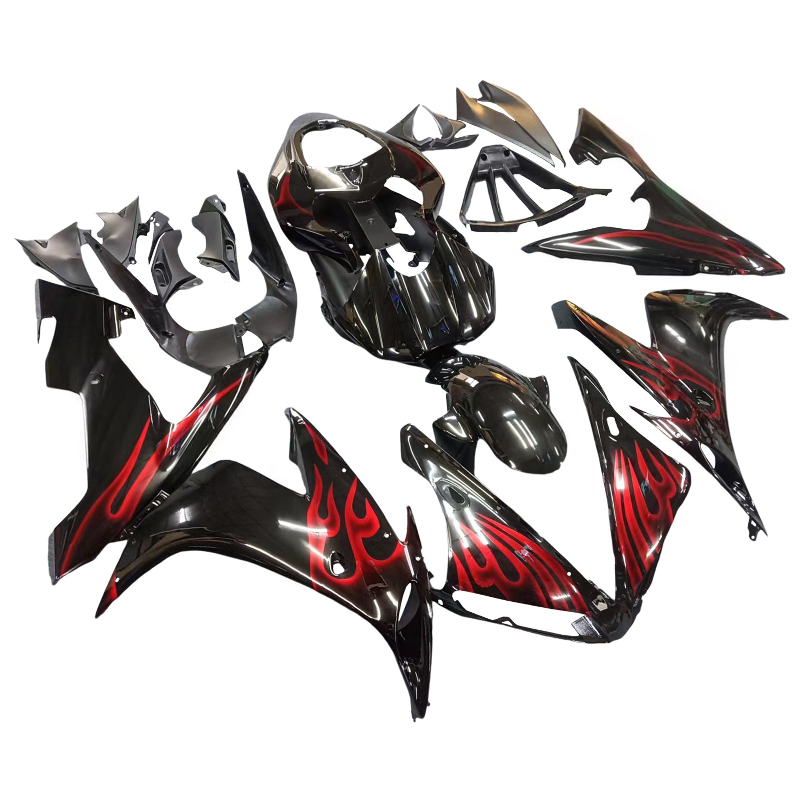 Fairings 2004-2006 Yamaha YZF-R1 Black & Red Flame R1