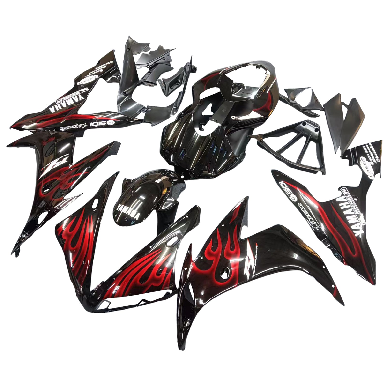 Fairings 2004-2006 Yamaha YZF-R1 Black & Red Flame R1