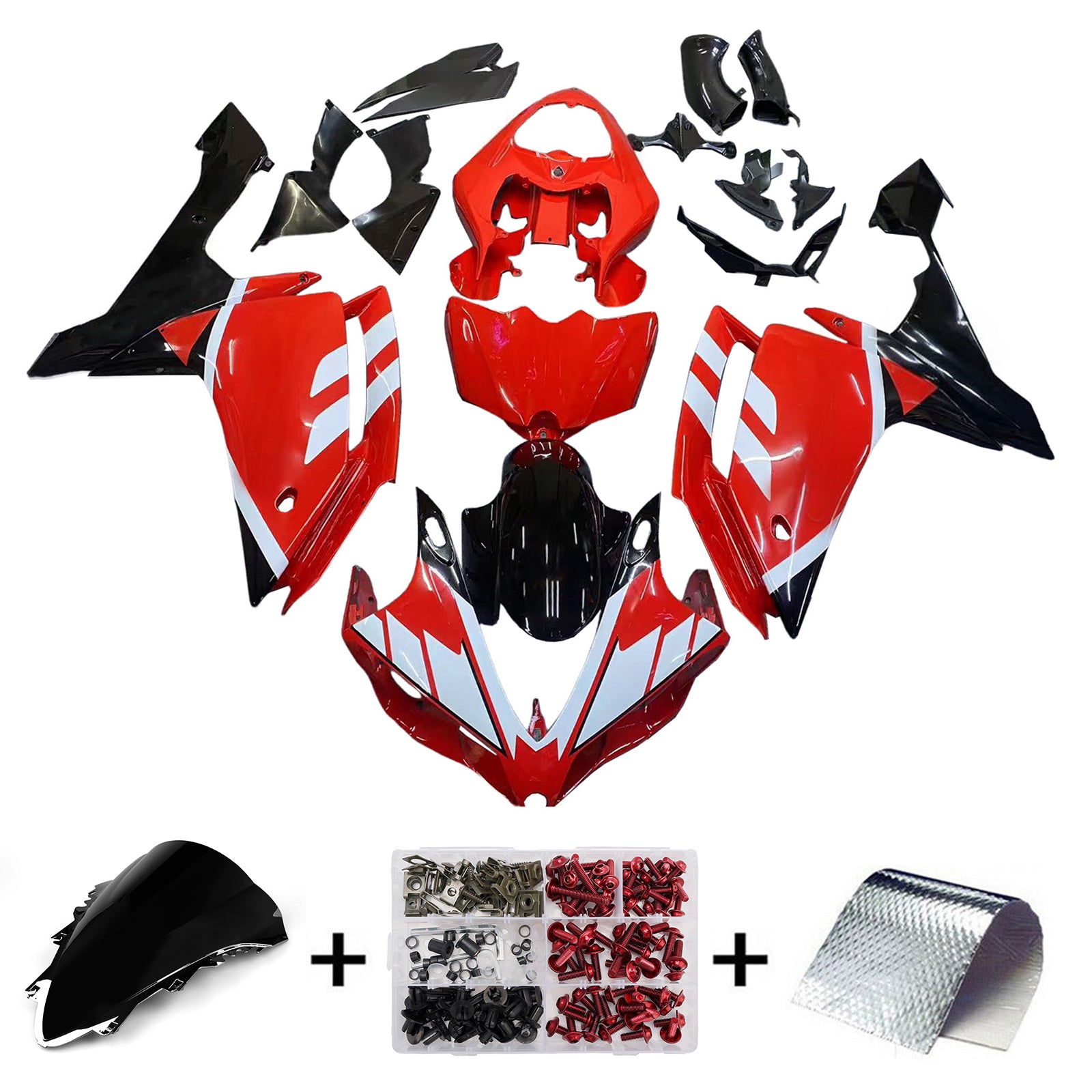 Fairings 2007-2008 Yamaha YZF-R1 Red Black Santander Bank Generic