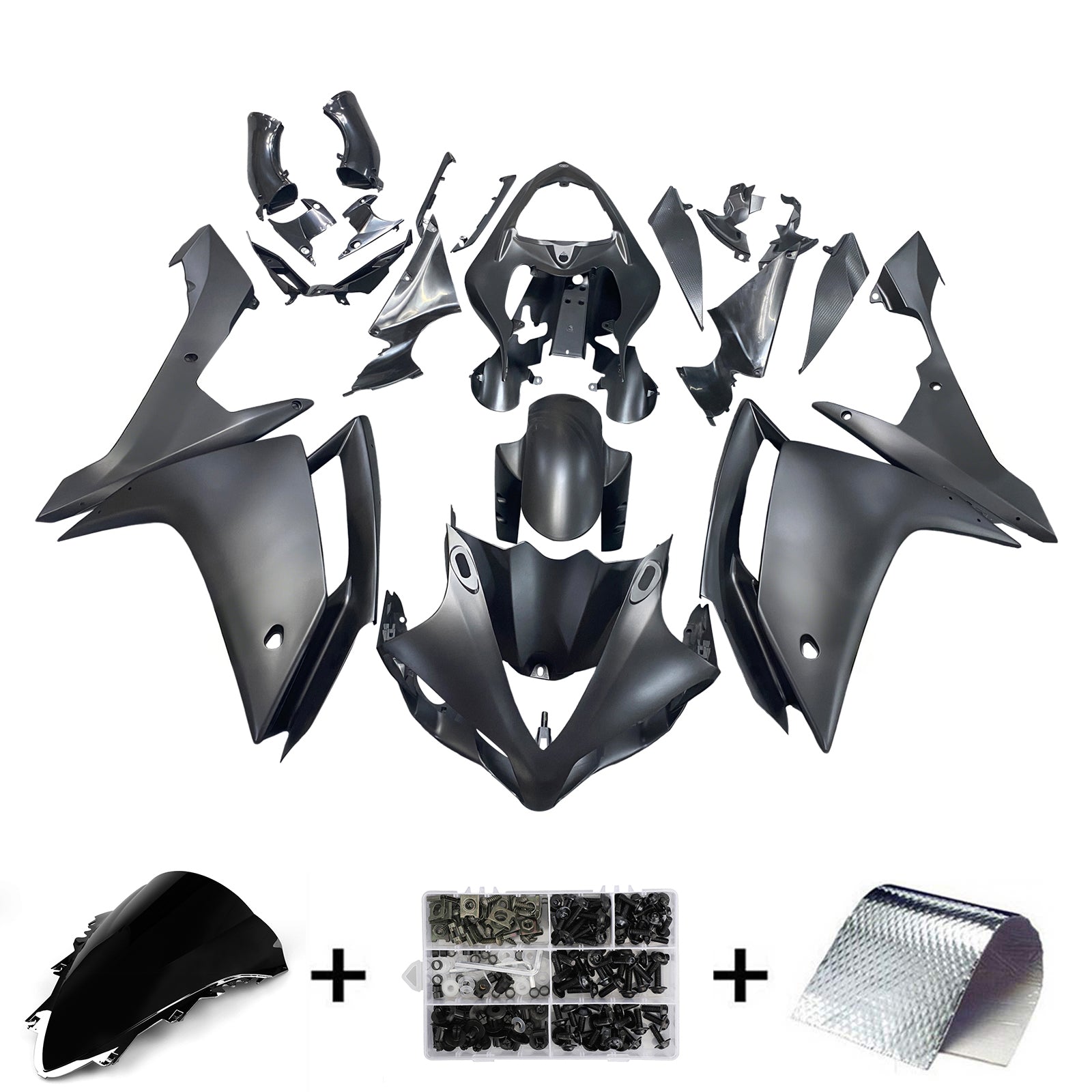 Fairings 2007-2008 Yamaha YZF-R1 Black Matte & Gold R1