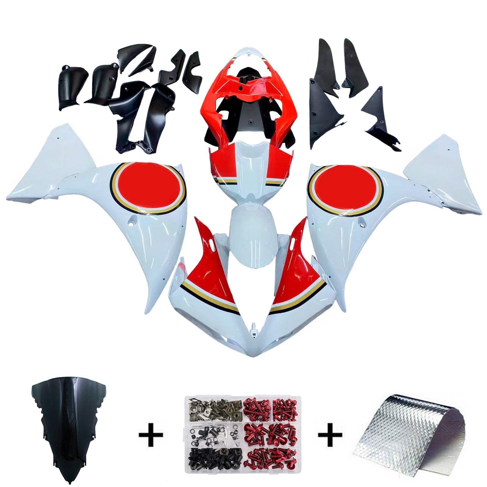 Fairings 2009-2011 Yamaha YZF-R1 White Red Lucky Strike R1 Generic