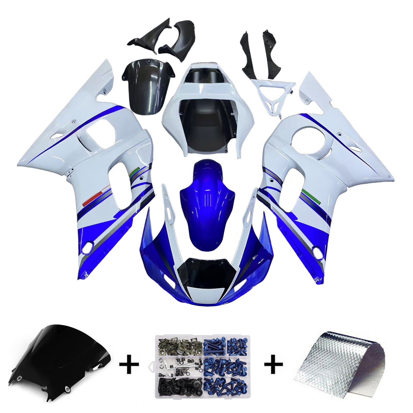 Fairings 1998-2002 Yamaha YZF-R6 White & Blue No.46 FIAT R6 Generic