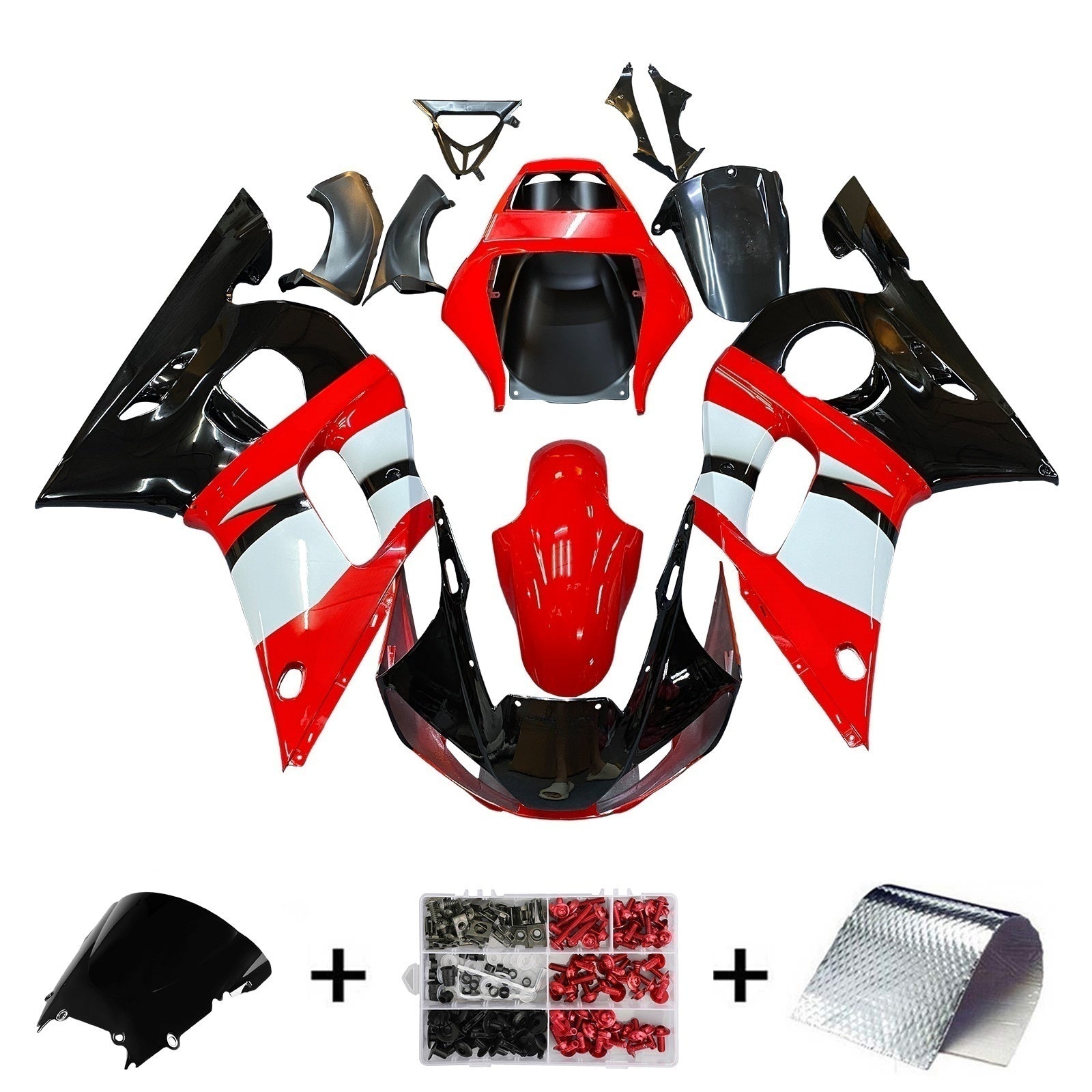 1998-2002 Yamaha YZF-R6 Fairings Red Black R6 Generic