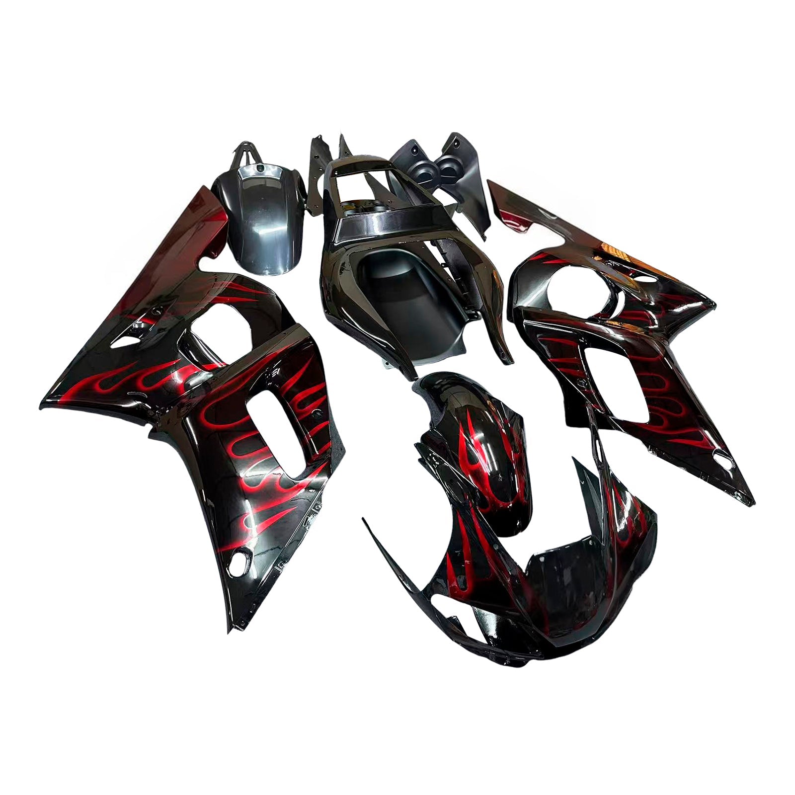 Fairingsr 1998-2002 Yamaha YZF-R6 Black & Red Flame R6 Generic