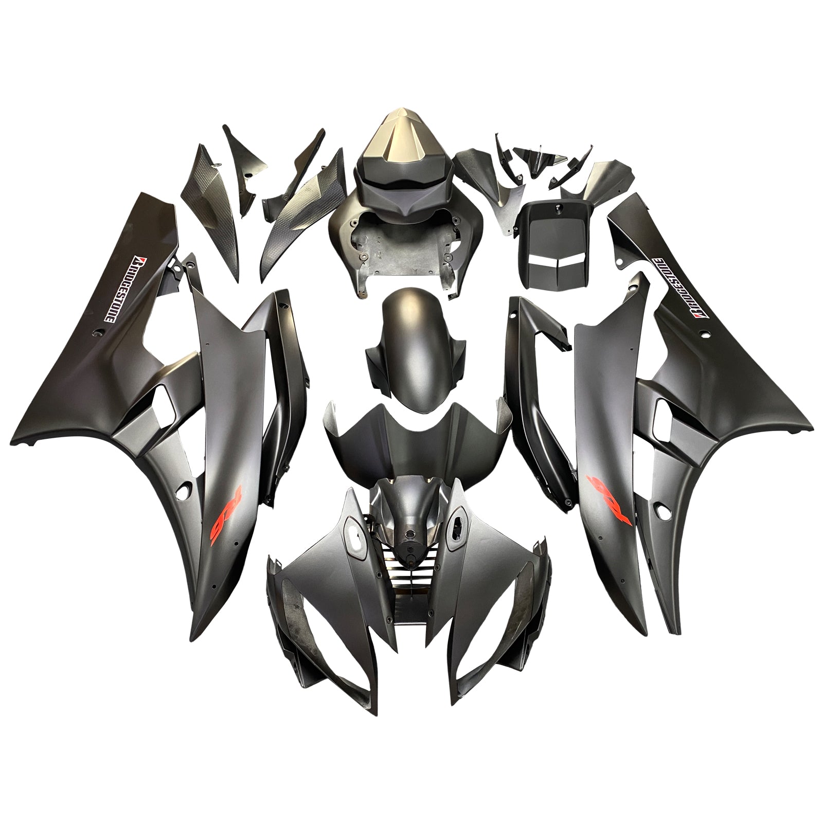 Carenados 2006-2007 Yamaha YZF-R6 Negro Mate Bridgestone R6 Genérico