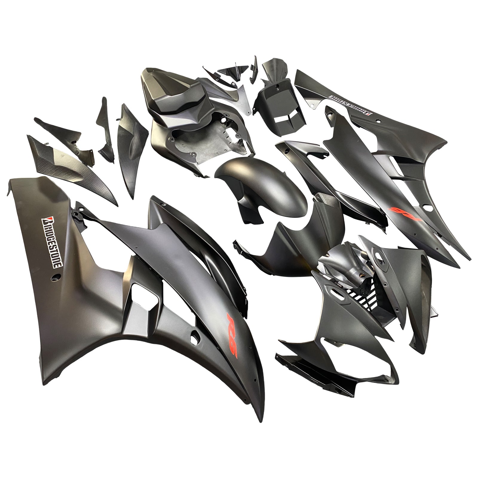 Carenados 2006-2007 Yamaha YZF-R6 Negro Mate Bridgestone R6 Genérico