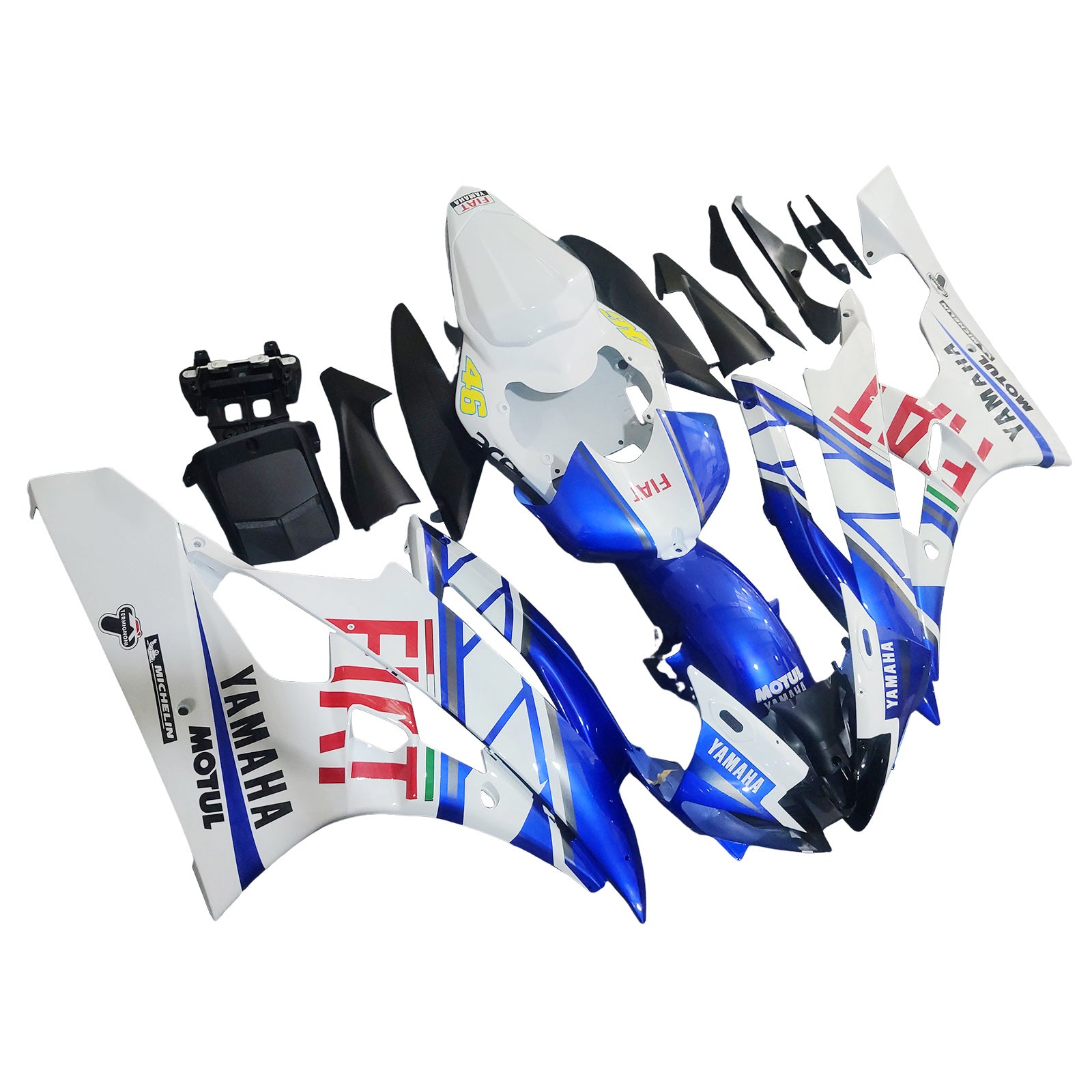 Fairings 2006-2007 Yamaha YZF-R6 White Blue No.46 FIAT R6 Generic