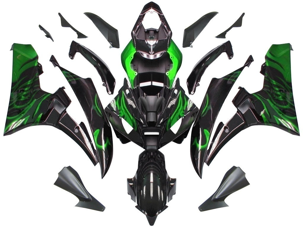 페어링 2006-2007 야마하 YZF-R6 블랙 & 그린 플레임 R6 제네릭