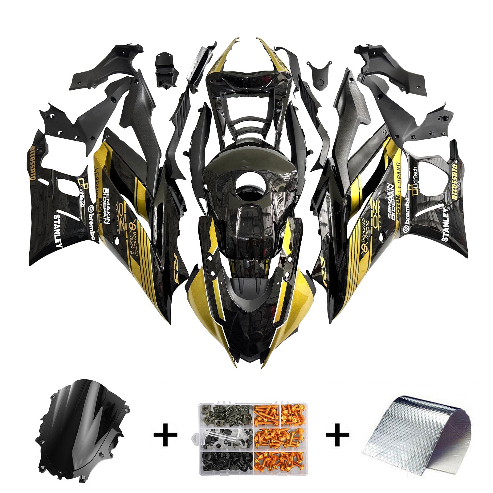 Amotopart Yamaha YZF-R3 R25 2022-2024 페어링 키트 차체 플라스틱 복근