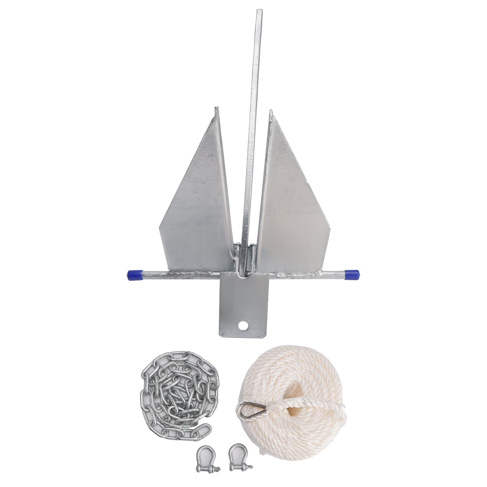 Kit Galvanized Boat Anchor 13Lbs Sliding Anchor & Chain & Rope Silver For Boat 13lbs