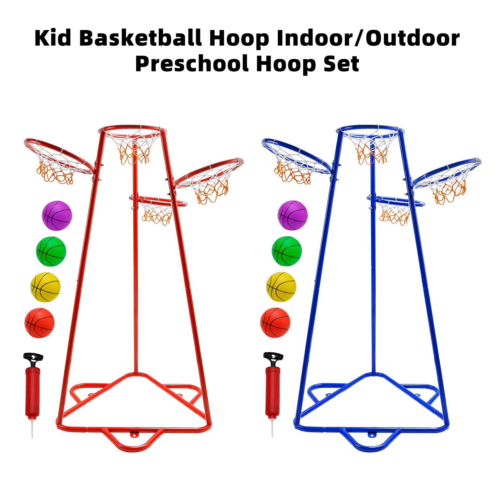 Early Learning 4 Hoop Kid Basketball Hoop Indoor/Outdoor Preschool Hoop Set