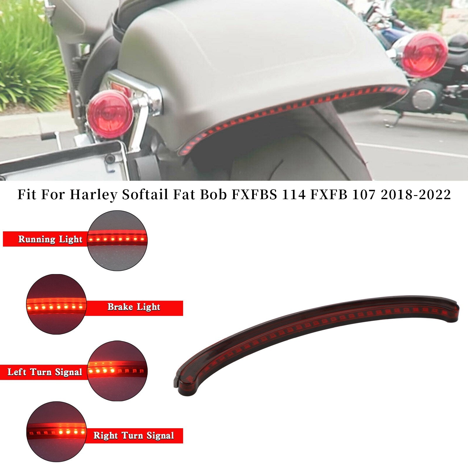 Softail 2018-2022 Rear Fender Tail Light Running Turn Signal Brake Lamp