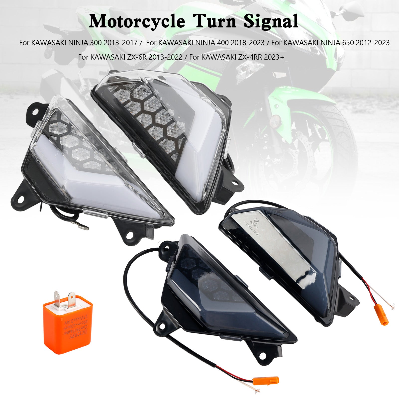 가와사키 닌자 300 400 650 ZX-6R ZX-4RR 2013+ LED 전면 방향 지시등