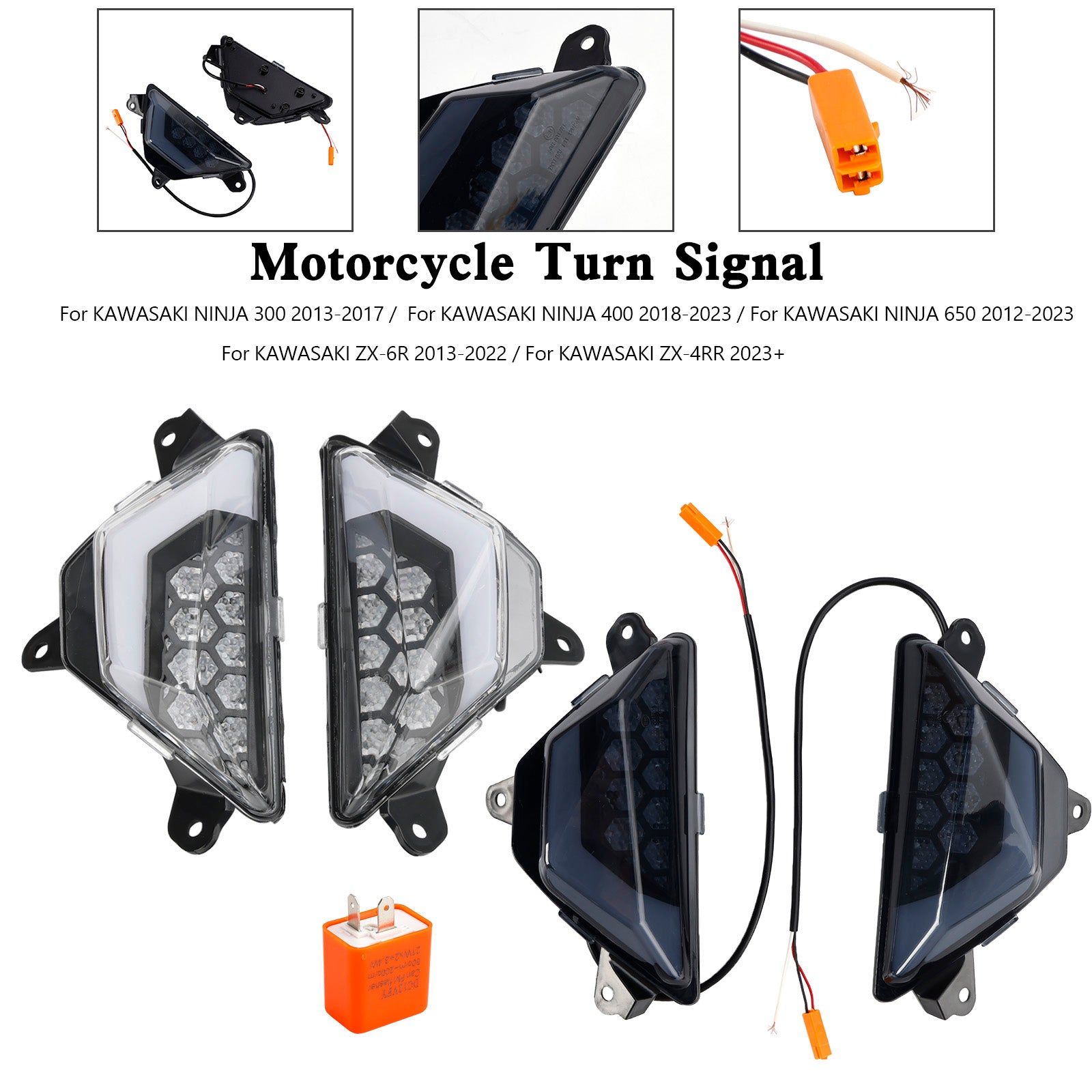 가와사키 닌자 300 400 650 ZX-6R ZX-4RR 2013+ LED 전면 방향 지시등