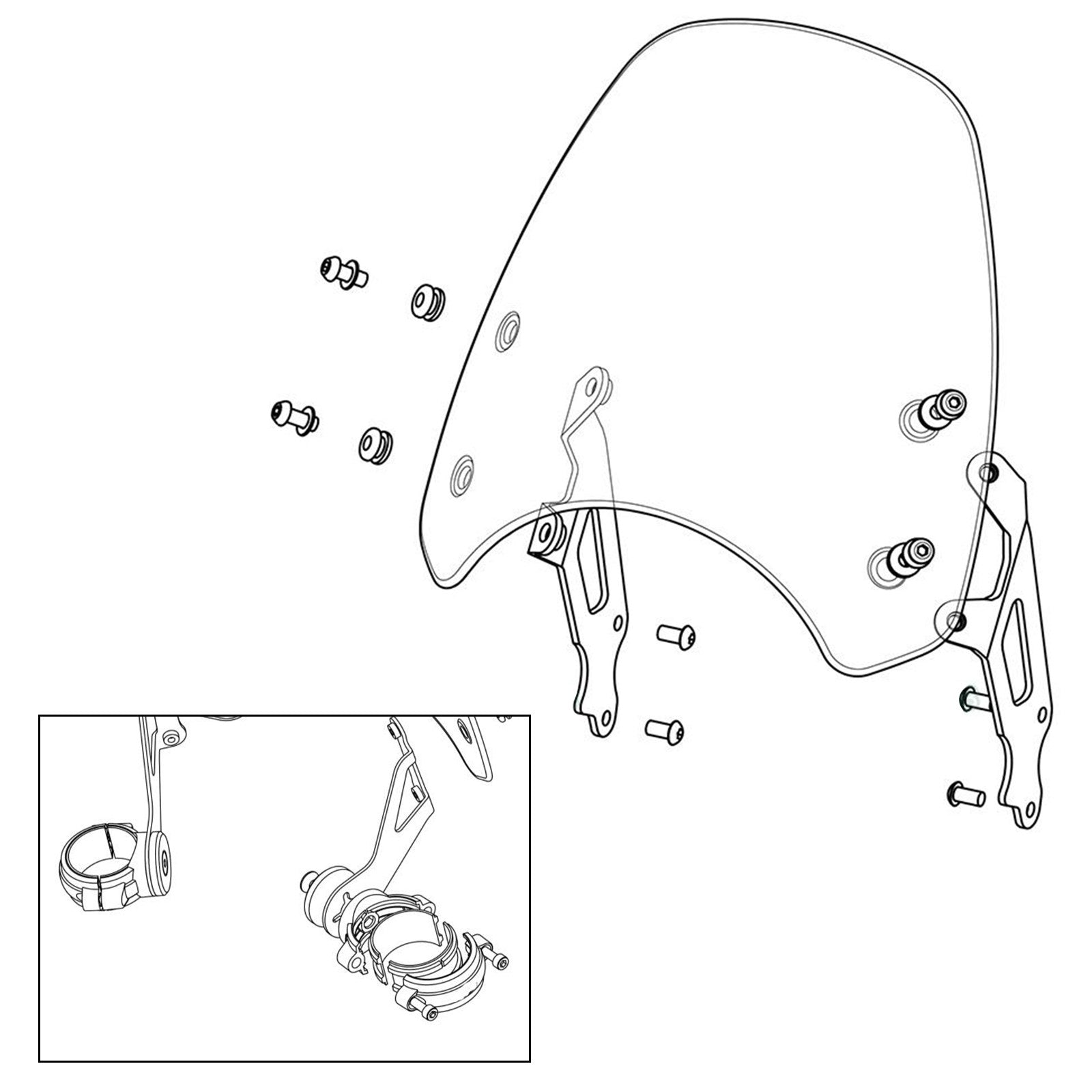 ABS Motorcycle Windscreen Windshield for Harley Dyna Softail Models Black Generic CA Market