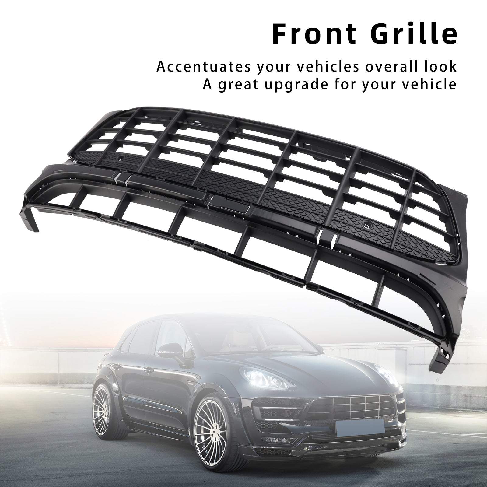 Black Front Bumper Grill Grille 95B807683H1E0 Fit Porsche Macan 2015-2018