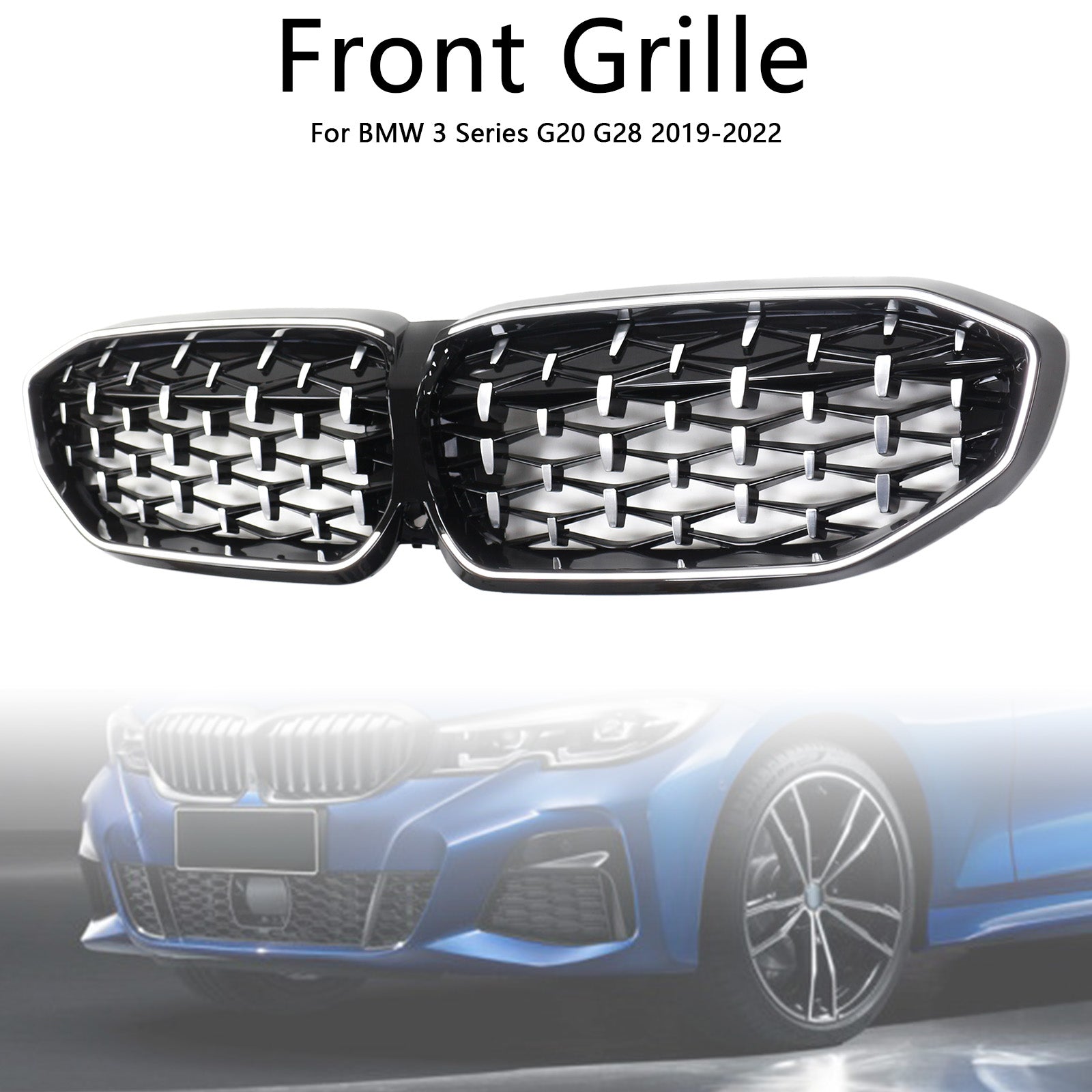 Chorme Diamond Kidney Grille Grill 51138072085 Fit BMW 3 Series G20 2019-2022