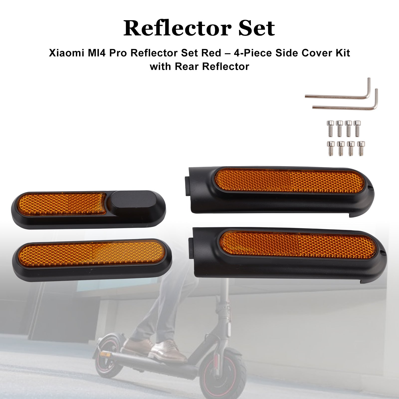 Set of 4 Scooter Side Covers with Rear Reflector for Xiaomi 4 Pro(1st Gen)