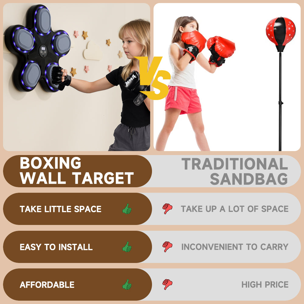Indoor & Gym Workouts Music Boxing Machine with Boxing Gloves – Wall-Mounted Smart Boxing Trainer Electronic Punching Target for Home