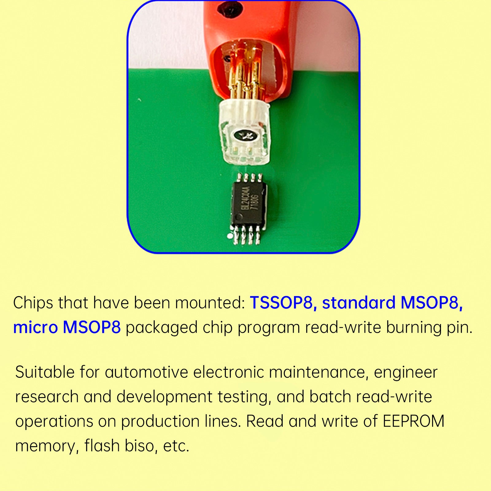 TSSOP8/MSOP8 Chip Burn Test Probe Micro Chip Spring Pin Car Connection Cable