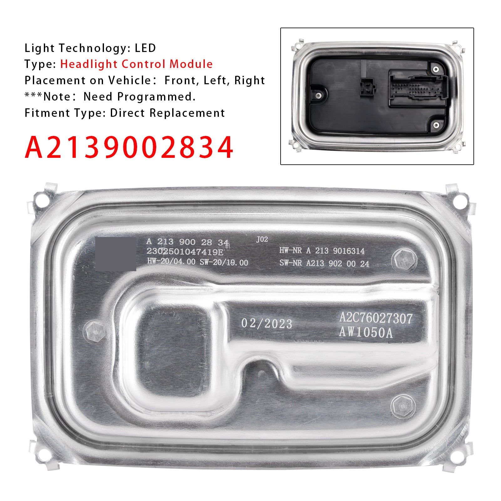 2020-2023 Mercedes-Benz CLS450 LED Headlight Control Module A2139002834