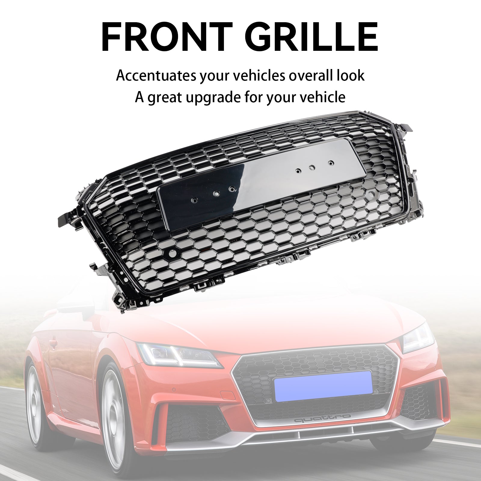 RS Style Front Honeycomb Grille Grill Fit Audi TT MK3 FV 8S 2014-2023